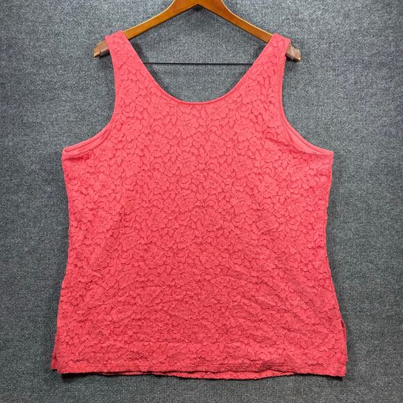 Lane Bryant Tank Top Women's Plus 22/24 Pink Floral Crochet Motif Allover Active - Picture 7 of 8